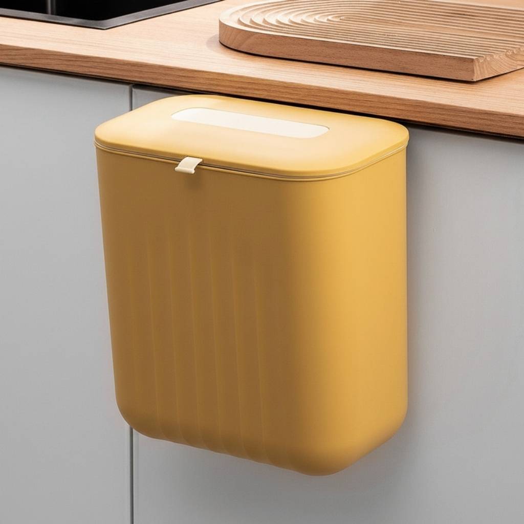 Poubelle de tri sous evier suspendue porte jaune 11l SpaceSaverBin