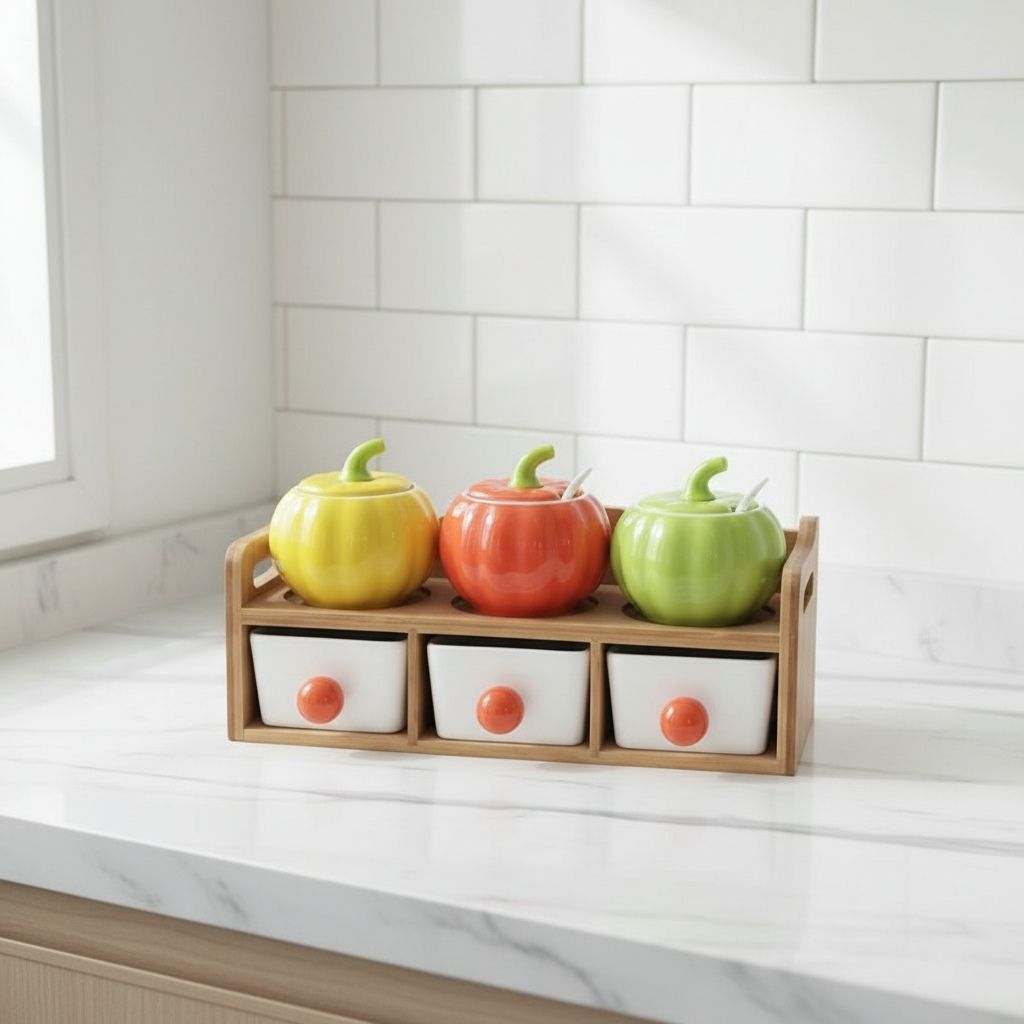 Rangement à épices support bambox 3 pots céramique colores AromaColor