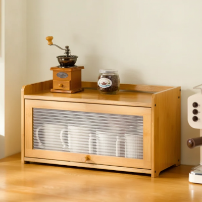 boite a pain en bois fenetre transparente ClairPain bambou 52cm