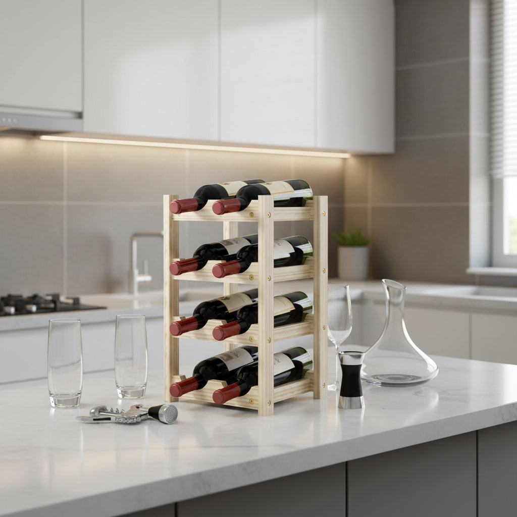 Casier bouteille organisateur 8 bouteilles 4 couches bois VineaGrille