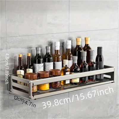 etagere a epice murale gris pour cuisine sans crochets 40cm