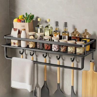 étagère à épices murale grise avec serviette 50cm Spicerack gris