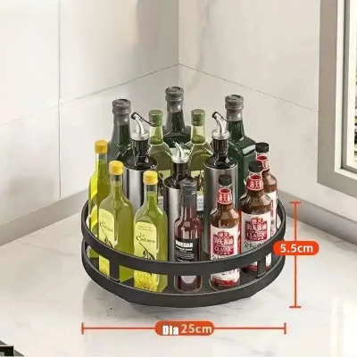 étagère à épices rotative 1 niveau acier carbone noir rond