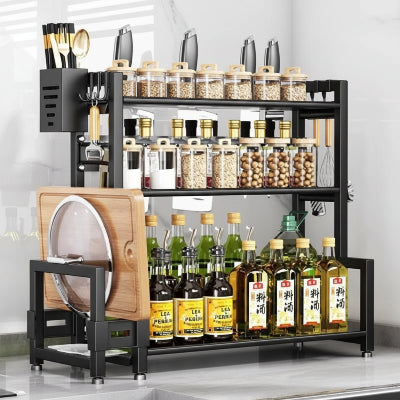 étagère cuisine trois niveaux acier carbone solide 50cm largeur