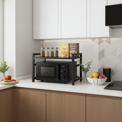 etagere micro onde extensible acier noir sans crochets ChefRack