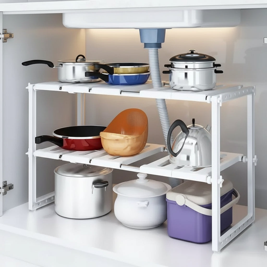 étagère rétractable blanc immaculé design épuré moderne SlideStore Blanc