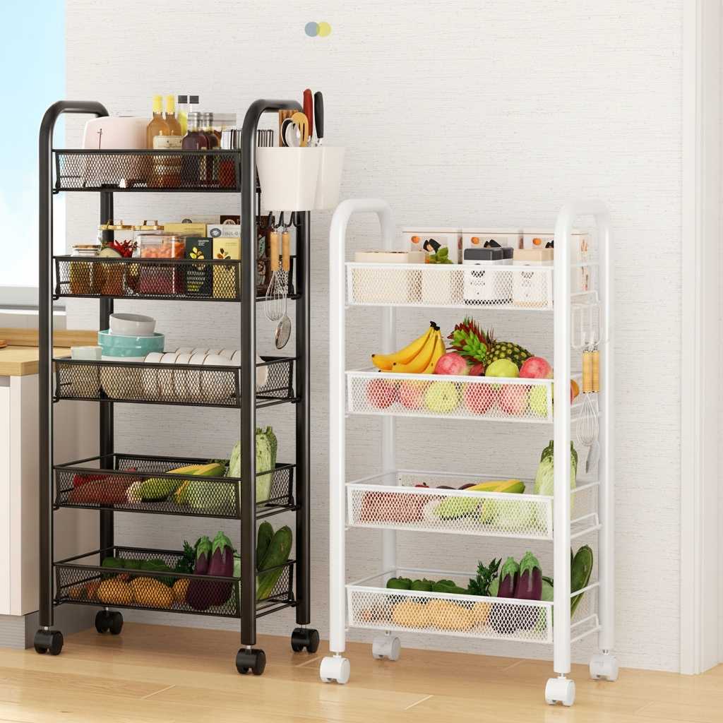 etagere sur roulette fruits légumes conservation ventilée Orgenza 5 niveaux