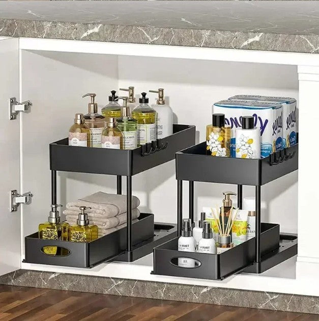 Organisateur sous évier espace doublé deux étages dédiés Sinkora