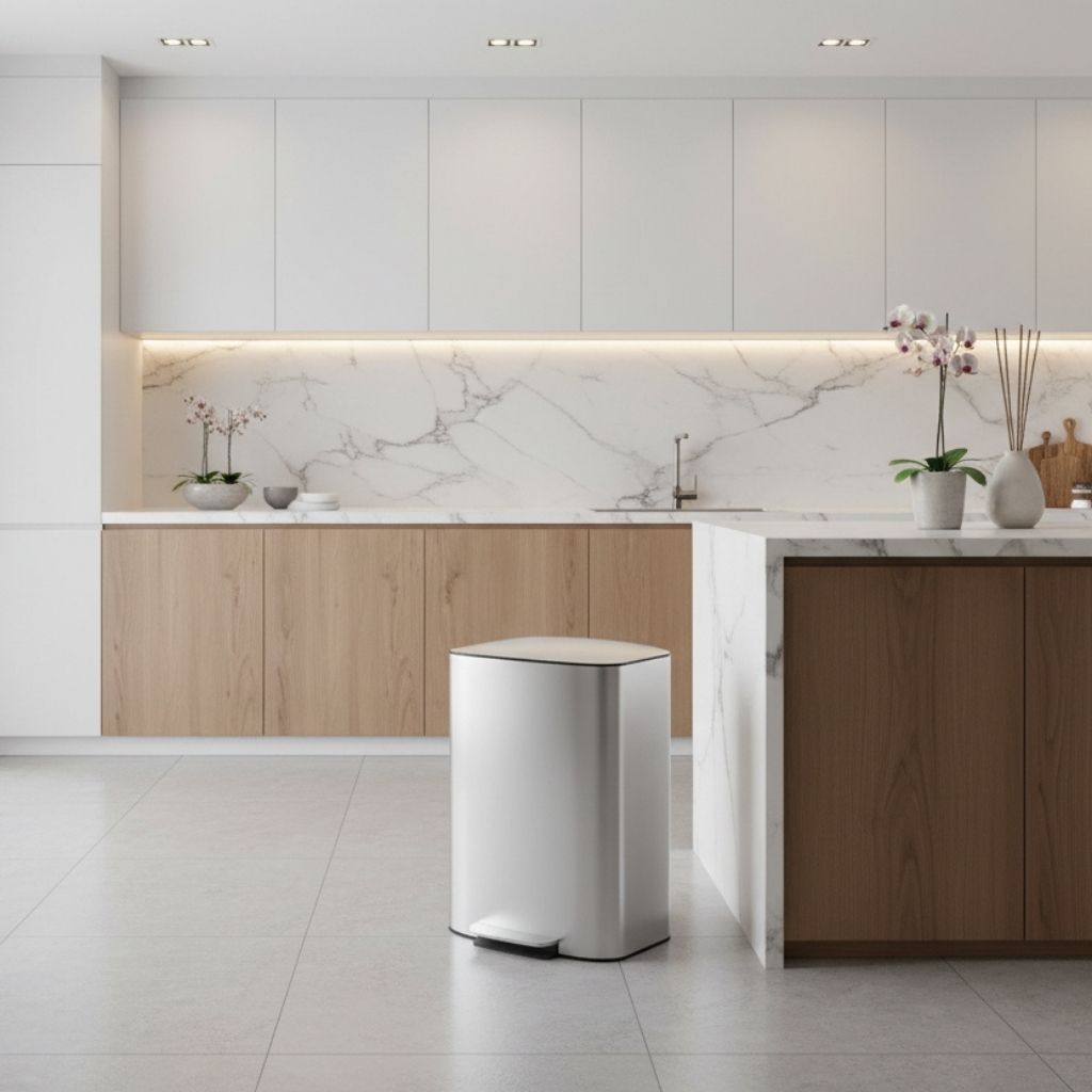 poubelle 50l cuisine pedale amortie anti-traces moderne ZenPedal50