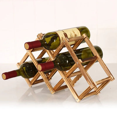Range bouteille en bois carbonée fait main pliable six bouteilles