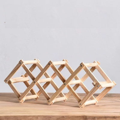 Range bouteille en bois pin naturel solide pliable cinq bouteilles