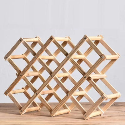 Range bouteille en bois pin naturel solide pliable dix bouteilles