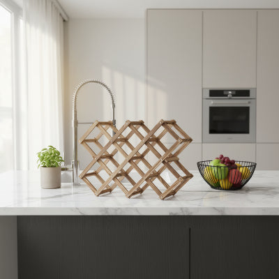 range bouteille en bois pliable design naturel carbonise dix bouteilles