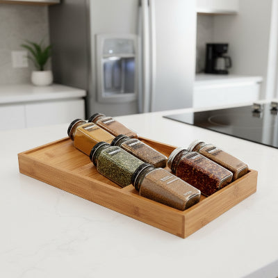 rangement epices tiroirs durable et elegant bambouepices