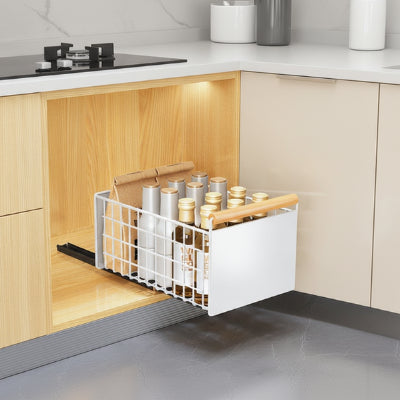 Tiroir coulissant cuisine variante large acier blanc Modula Pro