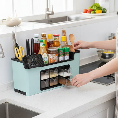 6 tiroirs epices compact petit espace avec support telephone ChefOrganizePro