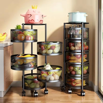 Chariot cuisine rotatif noir sur roulettes Rotatelle 5 Niveaux