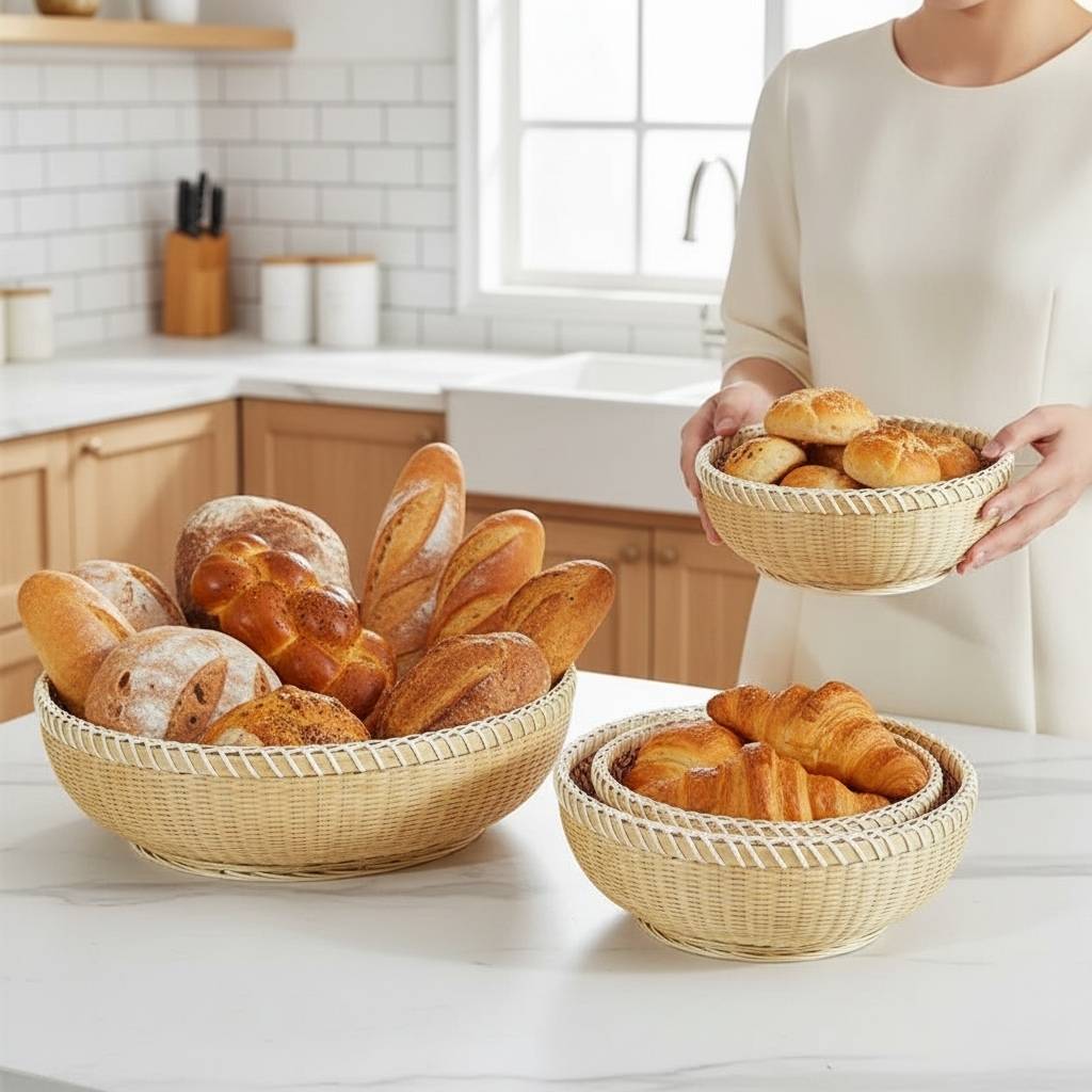 Corbeille a pain femme posant pains viennoiseries trois tailles CorbeilleBambelle