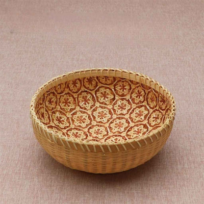 Corbeille a pain petit 18x18x7cm bambou naturel et rouge CorbeilleBambelle