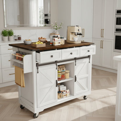 Desserte a roulette 3 tiroirs portes coulissantes rangement EasyMove Kitchen