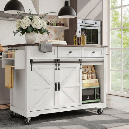 Desserte a roulette metal MDF blanc elegant cuisine EasyMove Kitchen