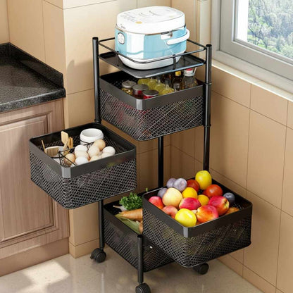 Desserte a roulette noire rotative 360° cuisine Vintamove 5 Niveaux