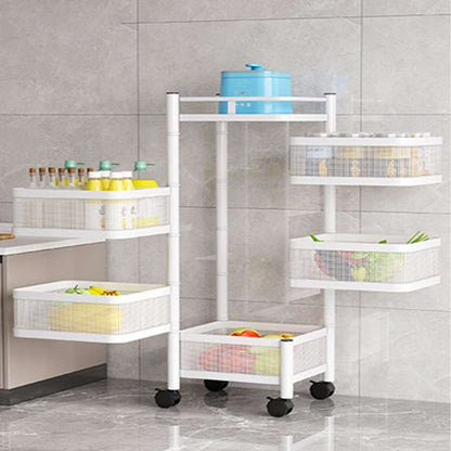 Desserte a roulette rotative Vintamove 5 Niveaux blanche rangement vertical