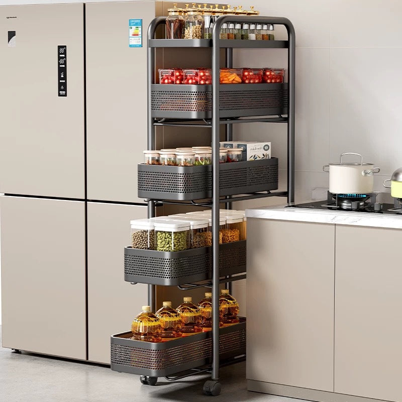 Desserte cuisine à roulettes entre frigo mur SlimSpace 20cm largeur