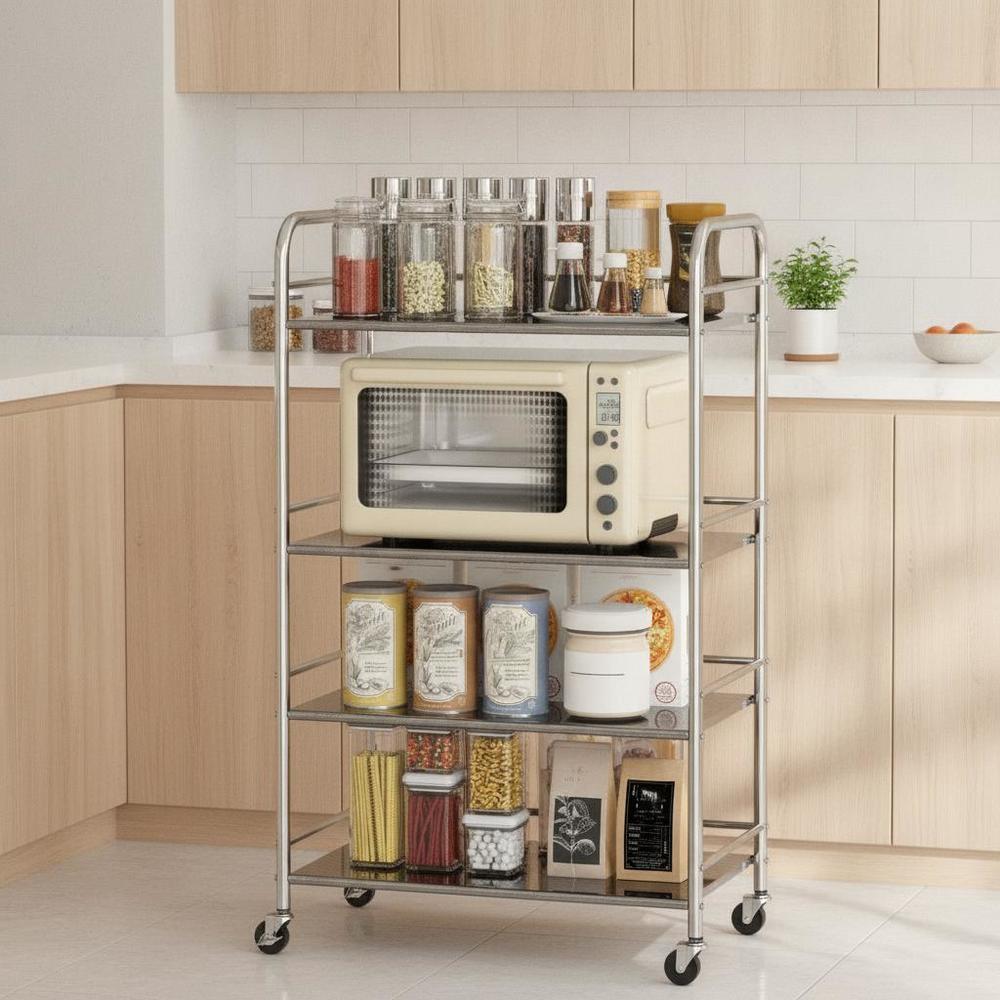 Desserte cuisine en inox 20 kg par étagère 4 niveaux modulables