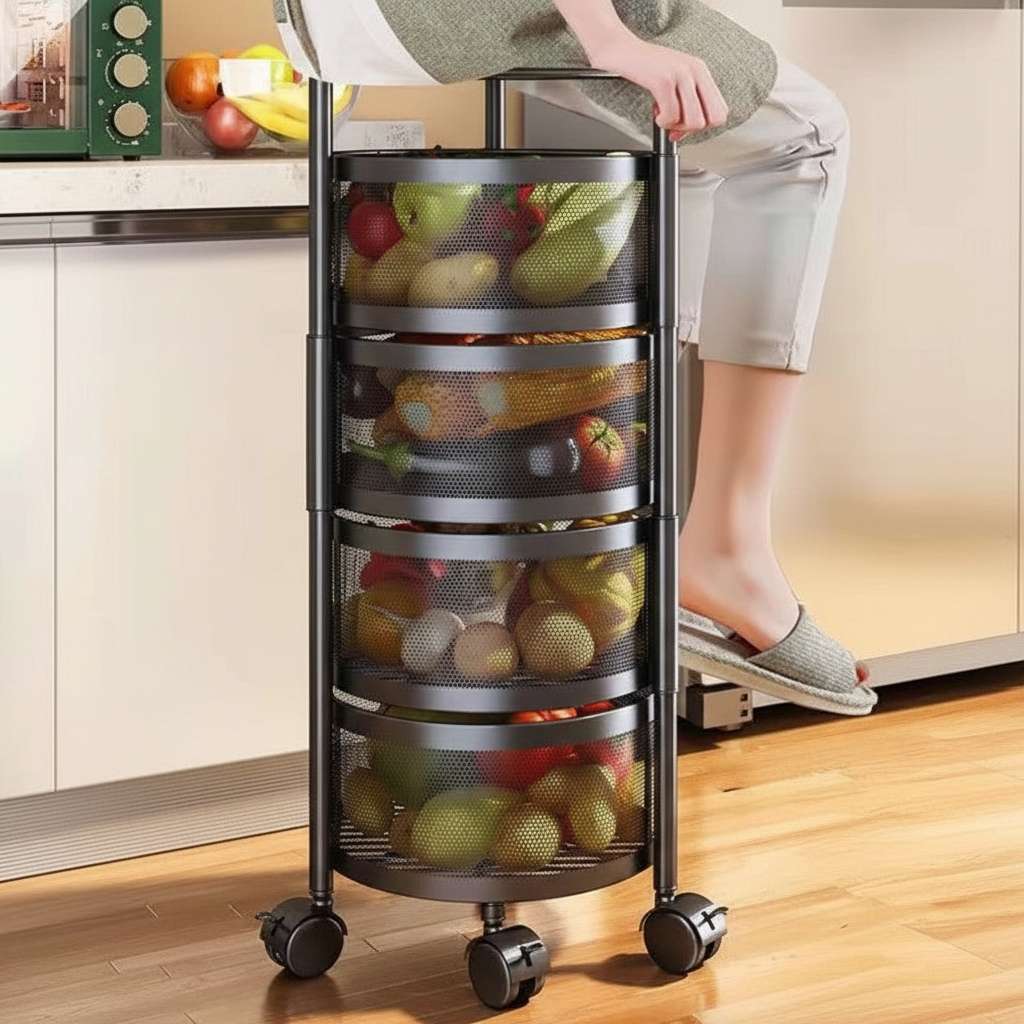 Desserte cuisine roulette 4 paniers robuste durable solide Rotatelle 4Niveaux