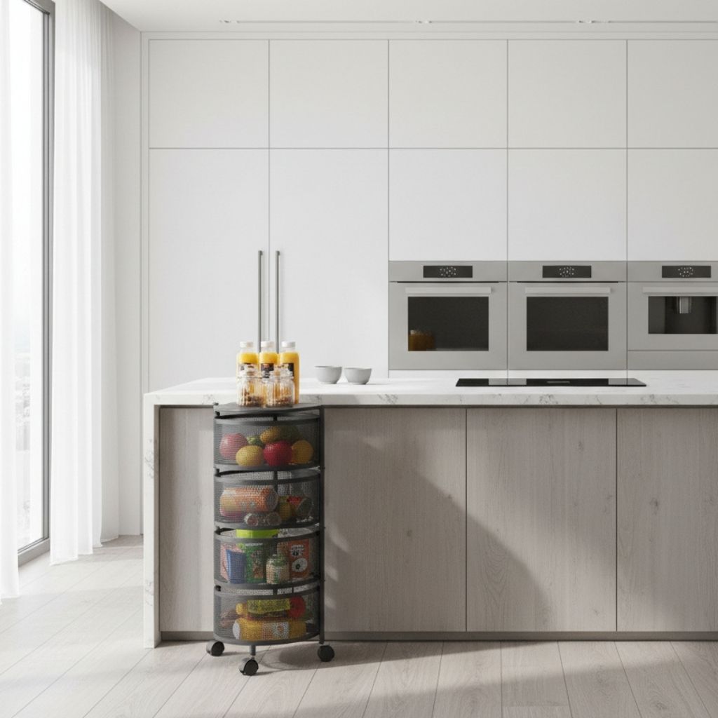 Desserte cuisine roulette épices bocaux organisation optimale Rotatelle 4 Niveaux