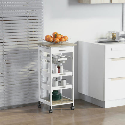 Desserte cuisine sur roulettes mobile compacte blanc 5 niveaux KitchyMove