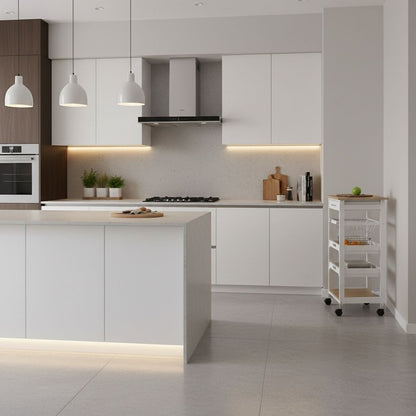 Desserte cuisine sur roulettes tiroir panier rangement multiple 5niveaux KitchyMove