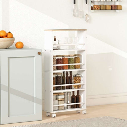 desserte en bois sur roulettes blanc 4 niveaux Nordicaroll