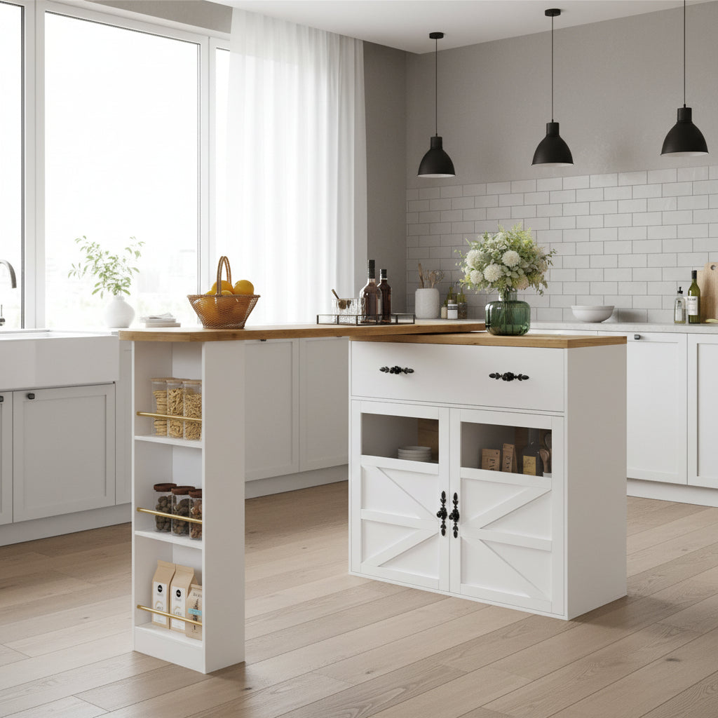 Desserte pour cuisine 39x104cm compacte elegante blanche Modula Cuisine