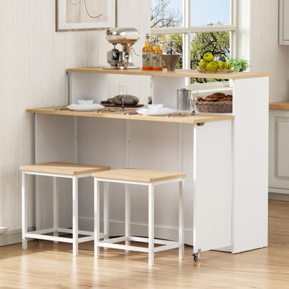 Desserte table cuisine roulettes verrouillables avec deux tabourets cuisine MaisonAtelier