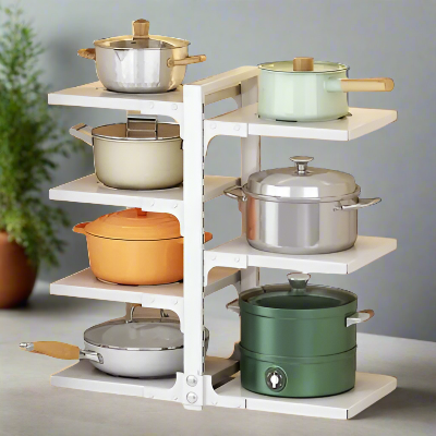 Étagère cuisine adaptée aux grandes casseroles StackSmart blanc