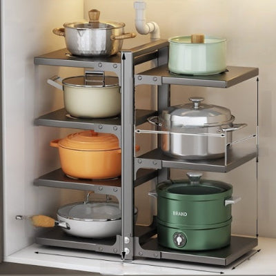 Étagère cuisine empilable et réglable StackSmart en gris