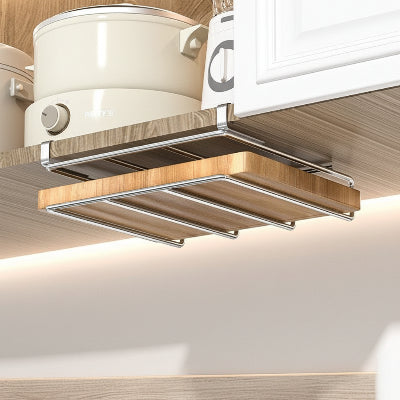 Etagere cuisine suspendue gris acier extra large un niveau