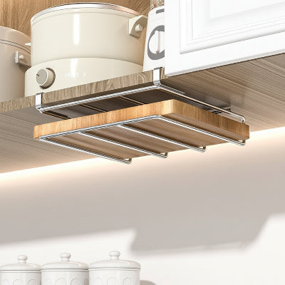 Etagere cuisine suspendue gris acier large un niveau