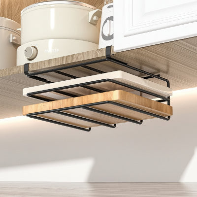 Etagere cuisine suspendue metal noir extra large double niveaux