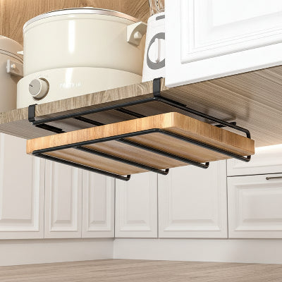 Etagere cuisine suspendue metal noir extra large un niveau