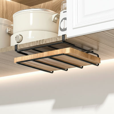 Etagere cuisine suspendue metal noir large un niveau