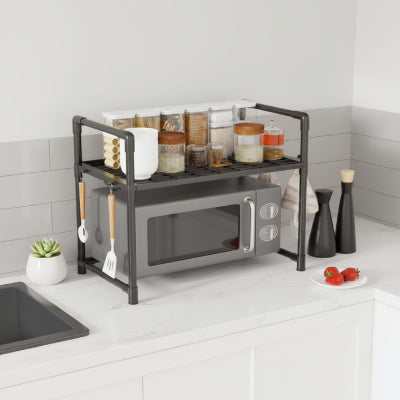 etagere pour micro onde rangement hygienique ProOrganize noir 2 niveaux