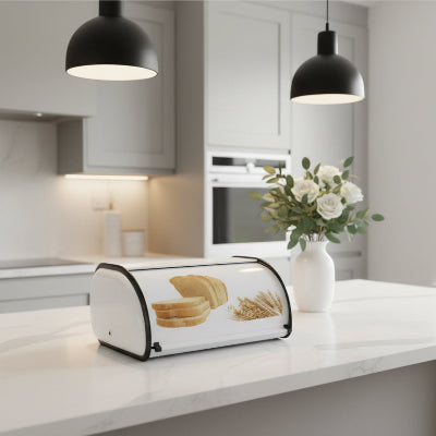 Huche à pain acier inoxydable blanc rangement cuisine White Heritage