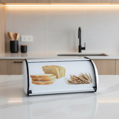 Huche à pain blanche rétro sur comptoir White Heritage