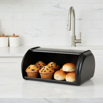Huche a pain moderne acier noir robuste grande capacite Black Loft
