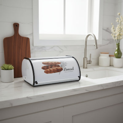 huche a pain vintage métal blanc alimentaire solide résistant WhiteLoft