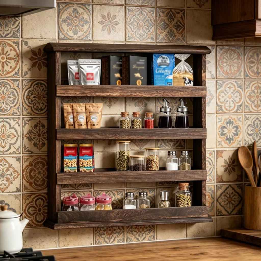 Meuble à épices cuisine redevient espace créatif organisé Mural 4Niveaux