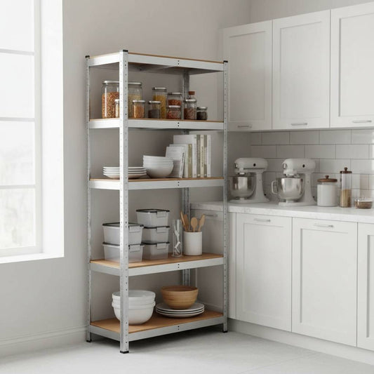 Meuble etagere cuisine modulable acier grande capacite FlexiRack 5Niveaux 170cm